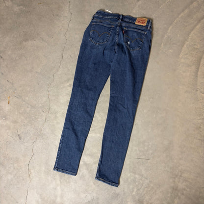 Levi's 711 Skinny Jeans Womens 28 Blue Ripped Knee Grunge
