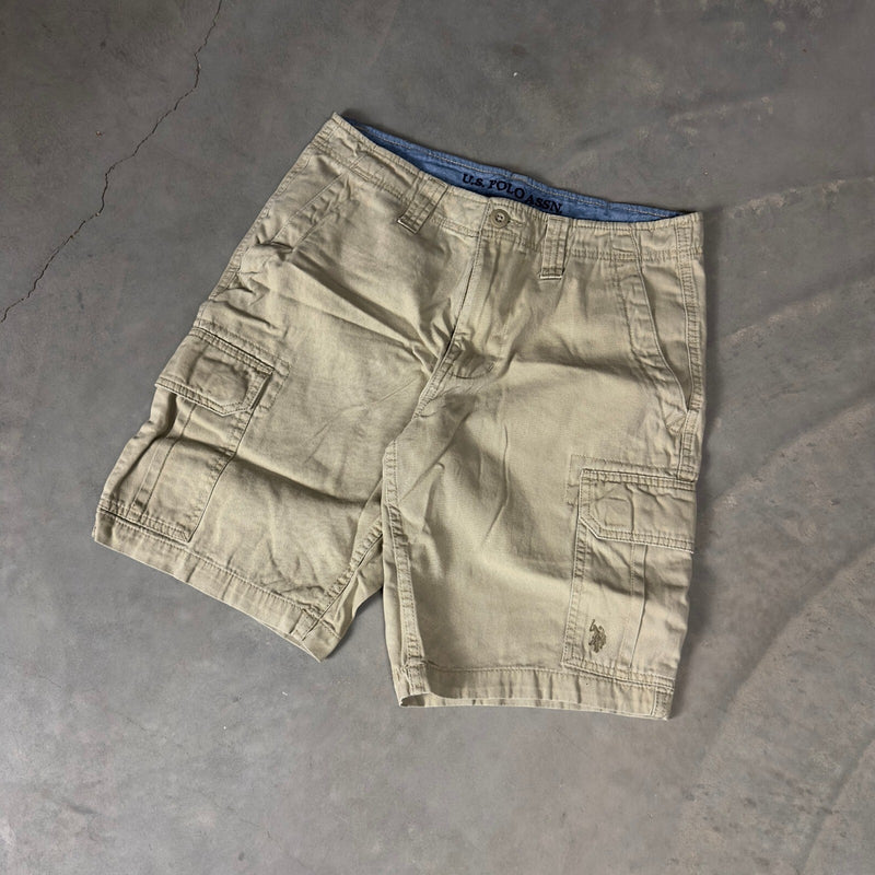 US Polo Assn Cargo Shorts Mens 32 Tan Khaki Baggy Gorpcore