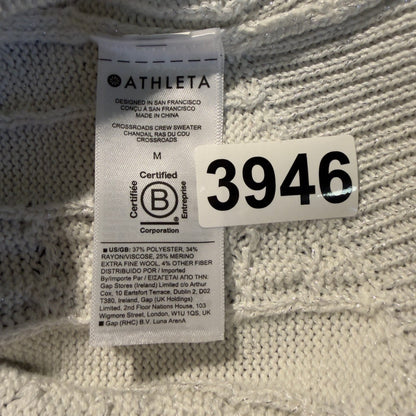 Athleta Crossroads Crew Sweater Womens M Cream Cable Knit