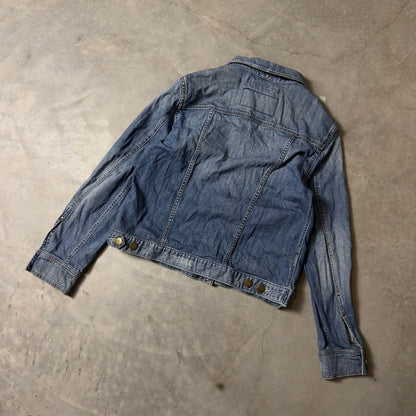Eddie Bauer Denim Trucker Jacket Womens Large Blue Heritage Casual Classic