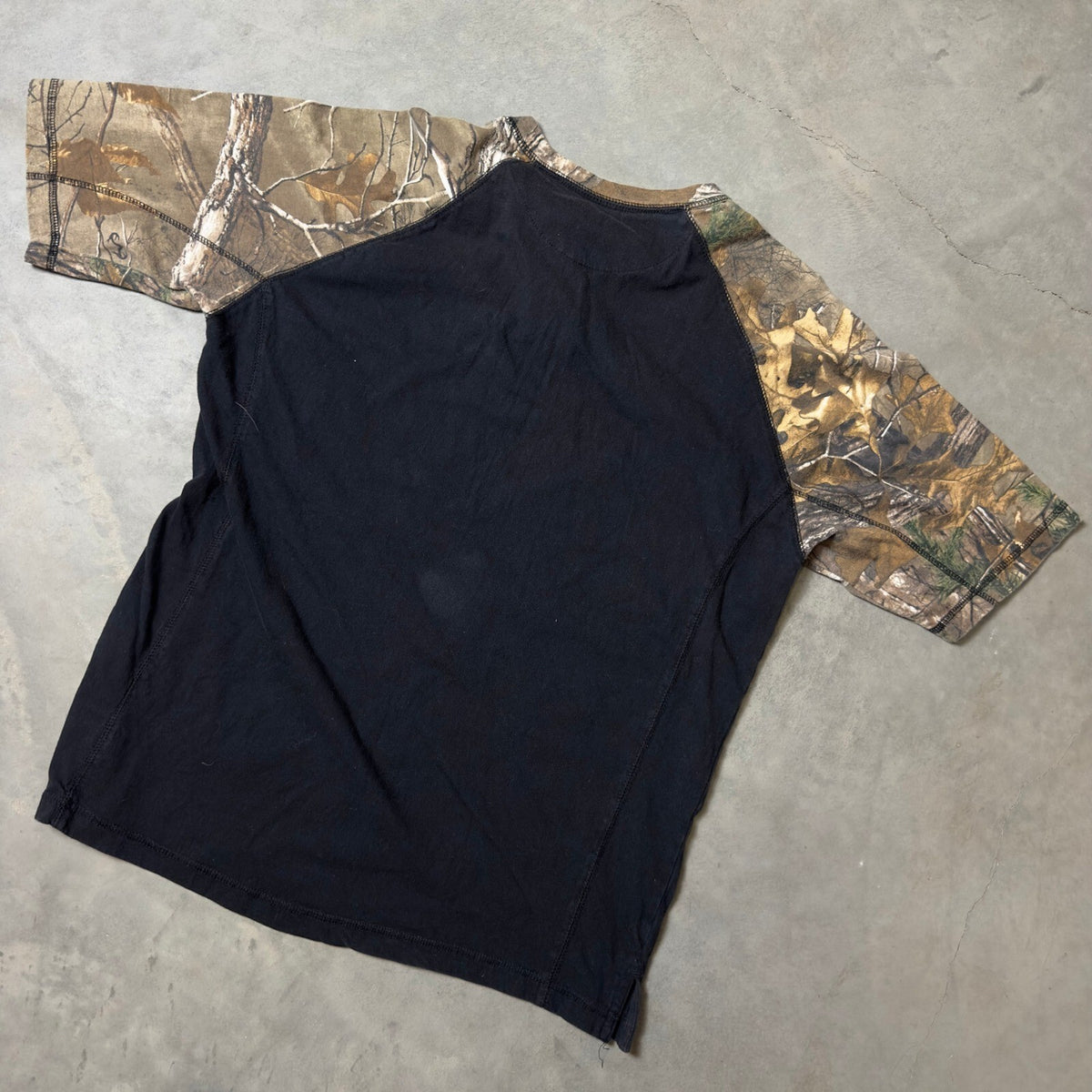 Buckhorn River Realtree Camo Henley Shirt Mens L Black
