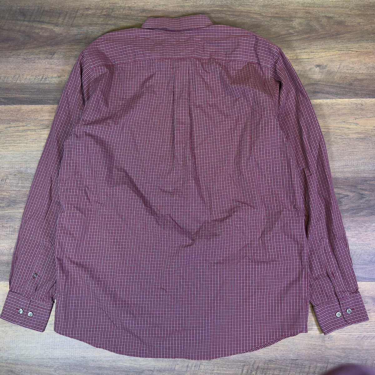 Y2K Eddie Bauer Check Button Down Shirt Mens L Tall Burgundy