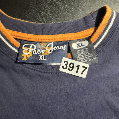 Paco Jeans Embroidered Logo Ringer Tee Mens XL Navy