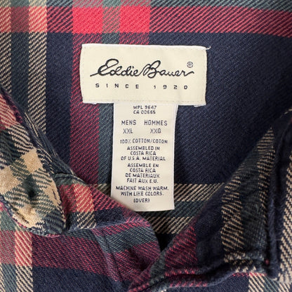 Vintage 90s Eddie Bauer Flannel Shirt Mens XXL Plaid Navy