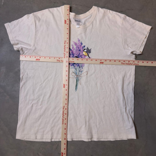 Liberty Lane Lavender Bird Floral Graphic Tee Womens 2X