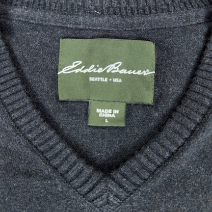 Vintage Eddie Bauer Mens L V-Neck Sweater Relaxed Fit Knit