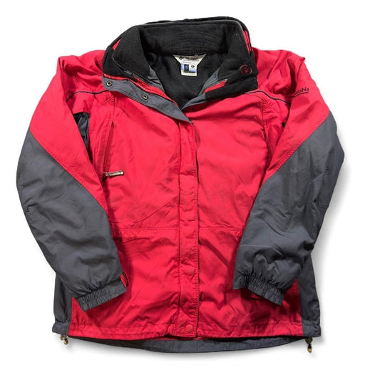Columbia Core Interchange Jacket Women XL Red Gray Fleece Lined Winter Coat