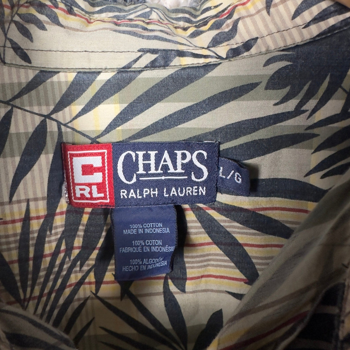 Vintage Chaps Ralph Lauren Hawaiian Shirt Mens L Palm Print