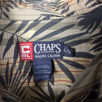 Vintage Chaps Ralph Lauren Hawaiian Shirt Mens L Palm Print
