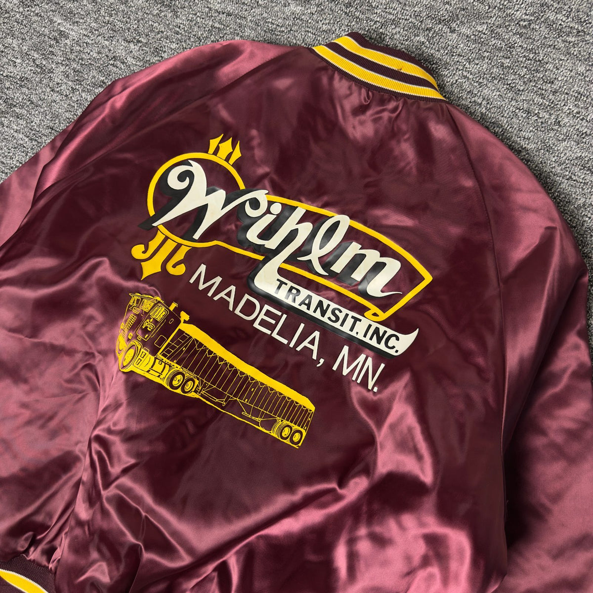 King Louie Wihlm Transit Satin Bomber Jacket Mens L Maroon