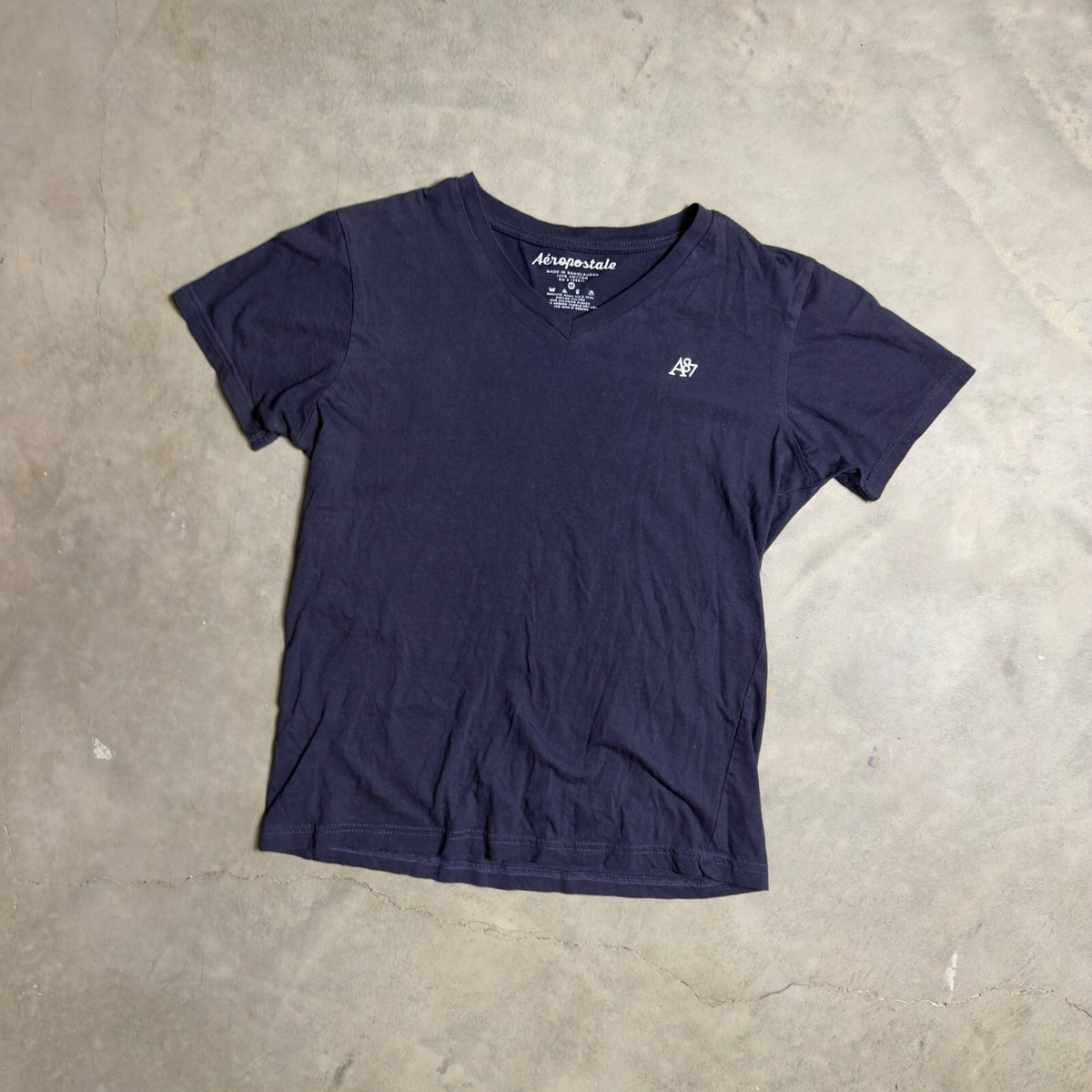 Aeropostale V-Neck T-Shirt Womens M Navy Blue A87 Cotton
