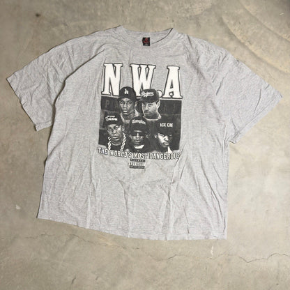Vintage Iced Out NWA Graphic Tee Mens 5XL Gray Y2K Baggy