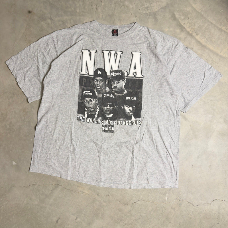 Vintage Iced Out NWA Graphic Tee Mens 5XL Gray Y2K Baggy