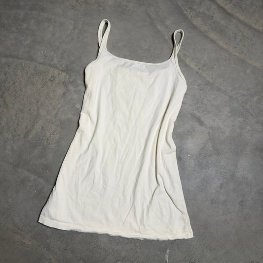 Eddie Bauer Crochet Ruffle Bib Tank Top Womens Medium Cream Cottagecore Coquette
