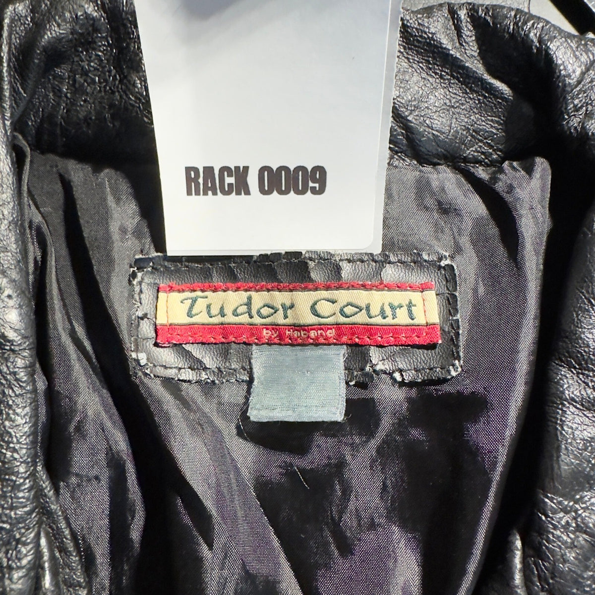Vintage Tudor Court Patchwork Leather Jacket Womens XL Black Grunge Streetwear