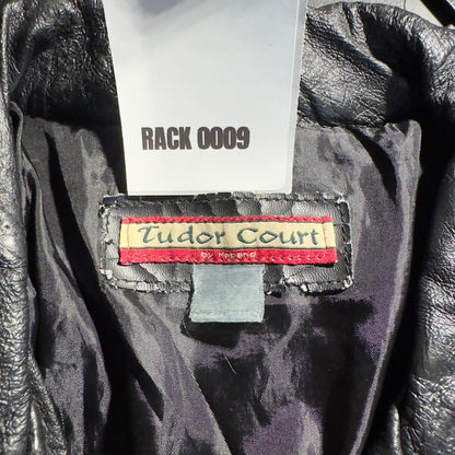 Vintage Tudor Court Patchwork Leather Jacket Womens XL Black Grunge Streetwear