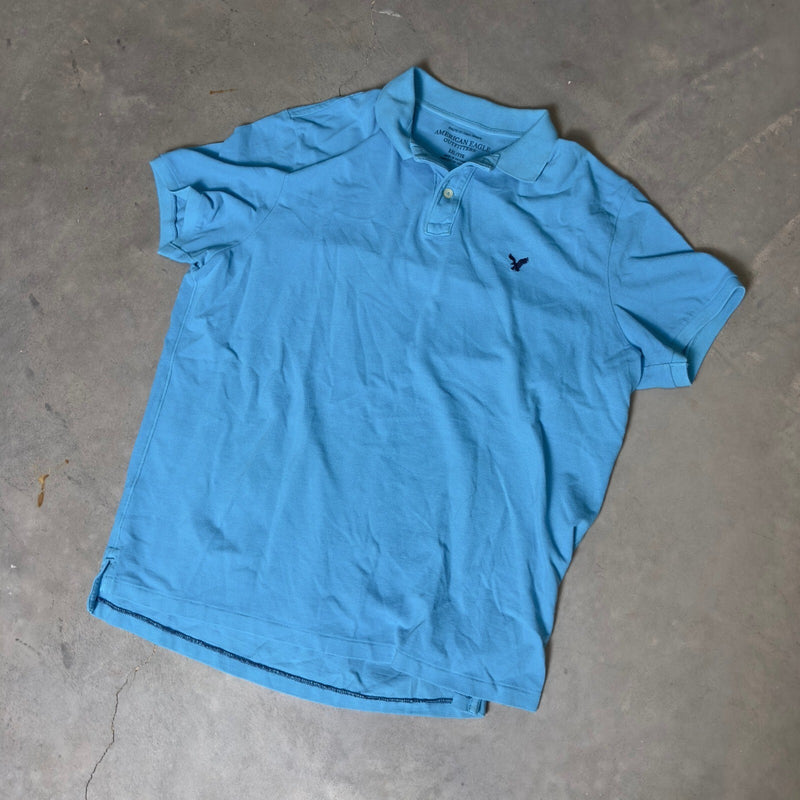American Eagle Polo Shirt Mens XXL Blue Athletic Fit