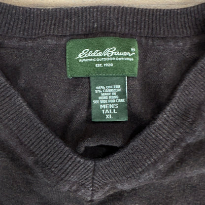 Vintage Y2K Eddie Bauer V-Neck Sweater Mens XL Tall Brown