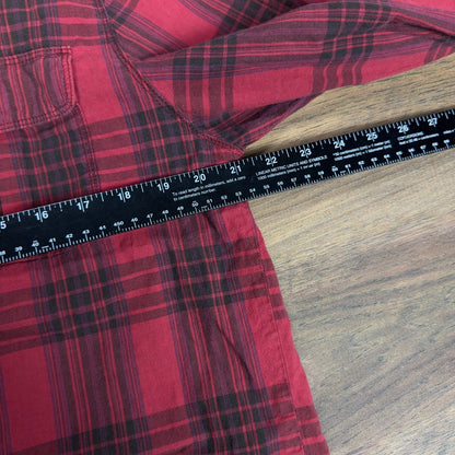 Eddie Bauer Plaid Button Up Shirt Mens M Red Black Workwear