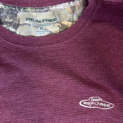 Realtree Waffle Knit Long Sleeve Shirt – Men's XL – Burgundy