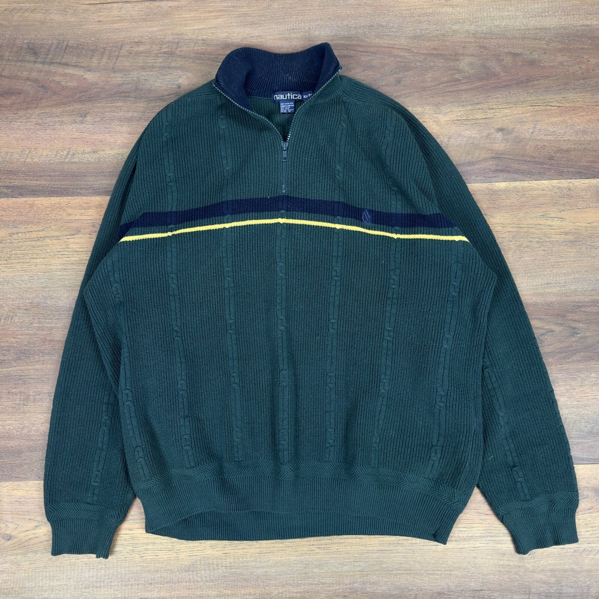 Nautica Vintage 90s Quarter Zip Sweater XL Forest Green