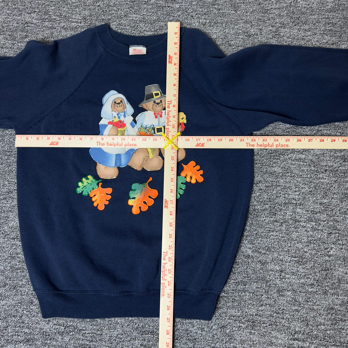 Vintage Hanes Sport Thanksgiving Pilgrim Bears Sweatshirt XL