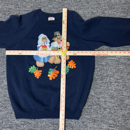 Vintage Hanes Sport Thanksgiving Pilgrim Bears Sweatshirt XL