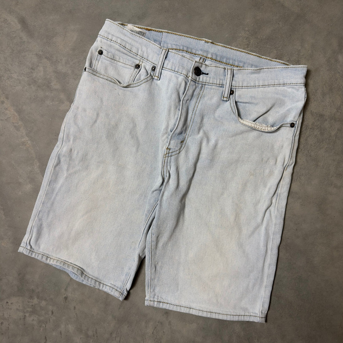 Levi's 505 Regular Fit Denim Shorts Mens 32 Light Blue Casual Baggy Summer