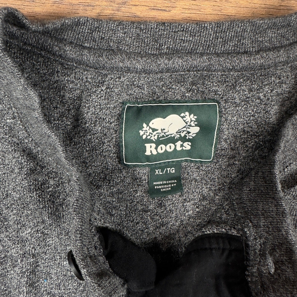 Roots Henley Shirt Mens XL Charcoal Gray Heathered Knit