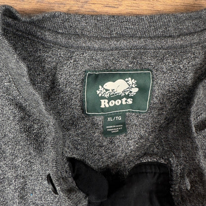 Roots Henley Shirt Mens XL Charcoal Gray Heathered Knit