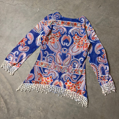 Vintage Hughbaby Sienna Rose Tunic Womens Small Blue Paisley