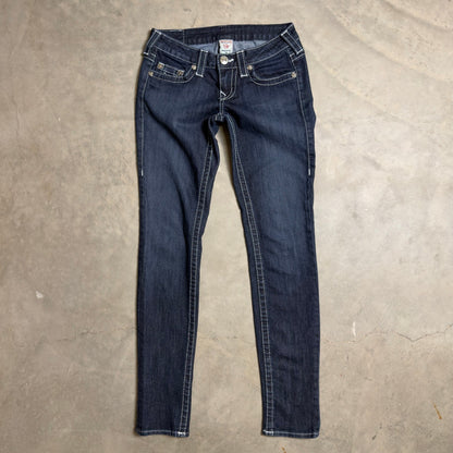 Vintage True Religion Skinny Jeans Womens 26 Dark Wash White