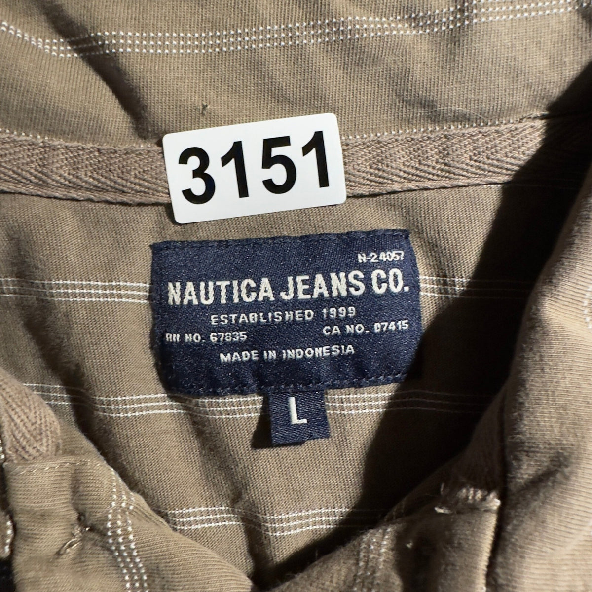 Y2K Nautica Jeans Co Striped Polo Shirt Mens Large Brown