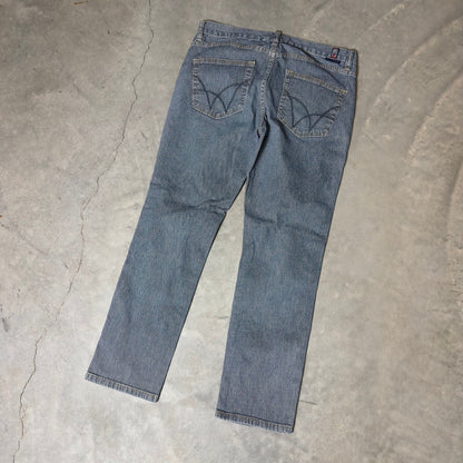 Vintage Worn Jeans Pinstripe Straight Jeans Womens 2/26 Blue