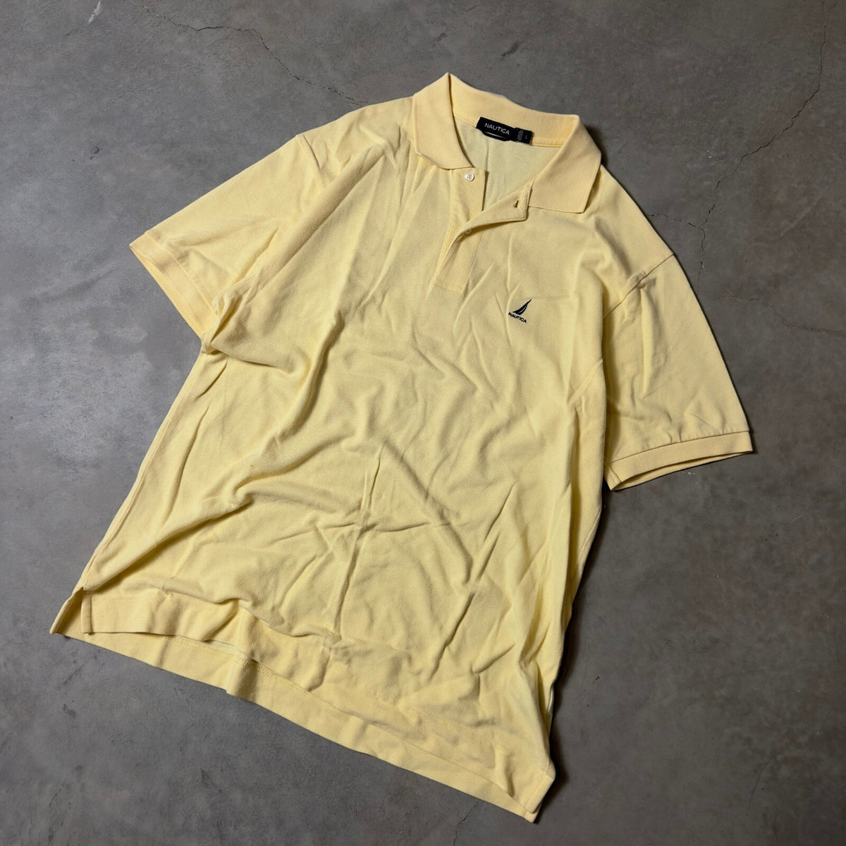 Nautica Polo Shirt Mens L Yellow Short Sleeve Pique