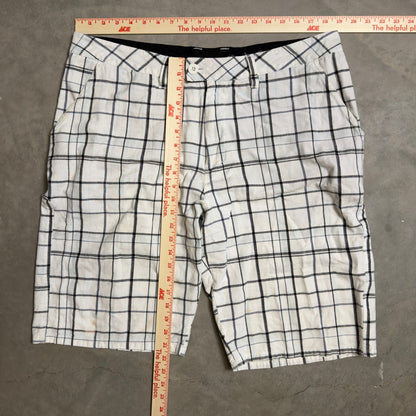 Hurley Plaid Walk Shorts Mens 36 White Black