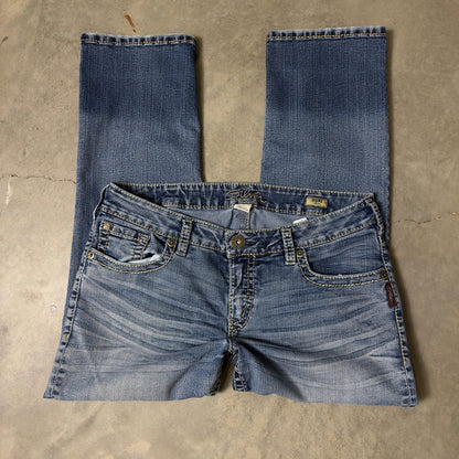 Silver Jeans Suki Capri Womens 14 Light Wash Denim