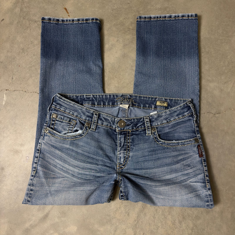 Silver Jeans Suki Capri Womens 14 Light Wash Denim