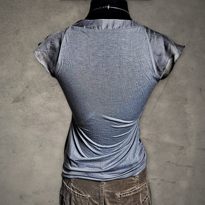 The Limited Flutter Sleeve Top Womens S Gray Minimalist