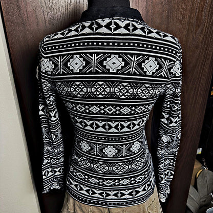 Ralph Lauren Active Fair Isle Quarter Zip Womens M Black