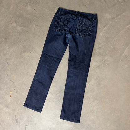 Tory Burch Super Skinny Jean Womens 25 Dark Blue