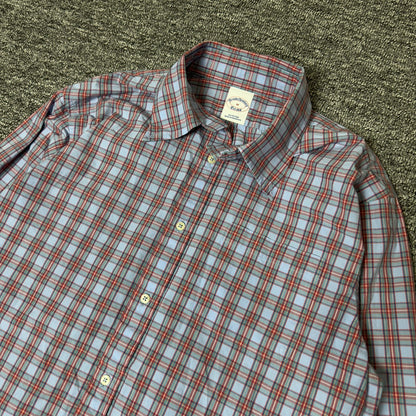 Brooks Brothers Plaid Button-Down Shirt Mens M Blue Preppy