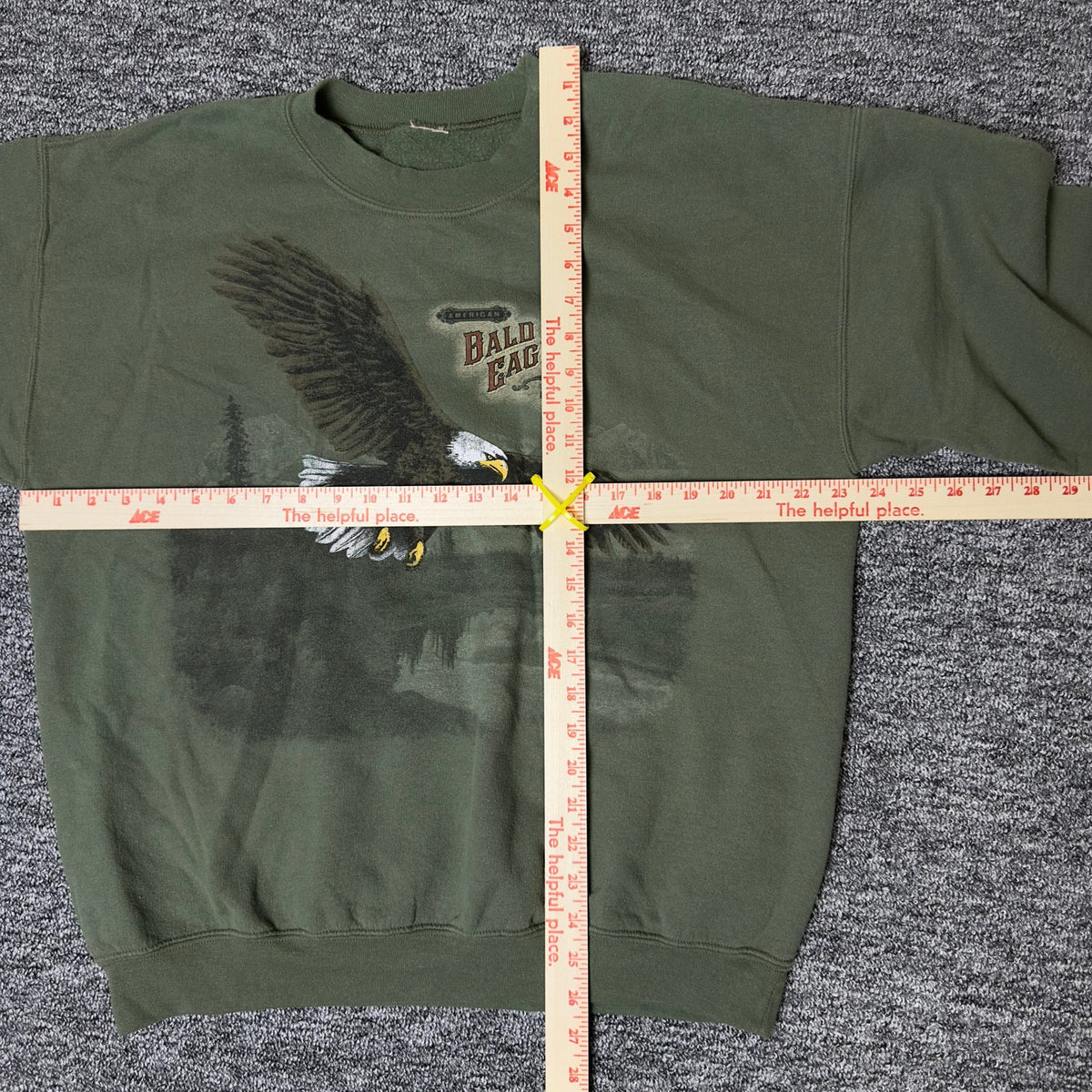 American Bald Eagle Graphic Crewneck Sweatshirt Olive Green