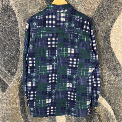 Vintage Anchor Blue Fleece Plaid Shirt Mens S Blue Green