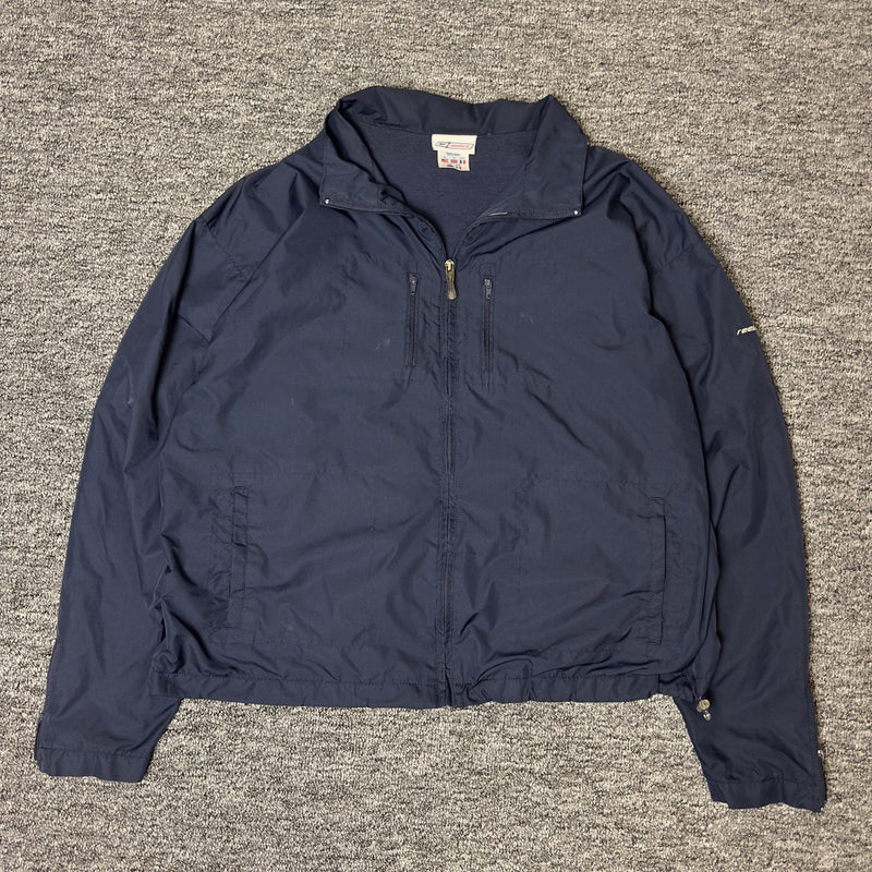 Reebok Full Zip Windbreaker Jacket Mens XL Navy