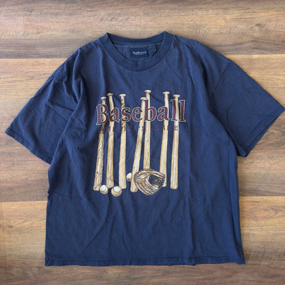 Vintage Van Heusen Baseball Graphic T-Shirt Mens XL Navy