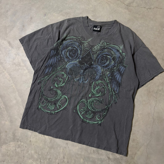 Y2K Hybrid Tees Skull Rose Graphic Tee Mens XL Streetwear