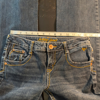 Justice Jeans Bootcut Denim Pants Girl 10.5 Slim Blue Y2K
