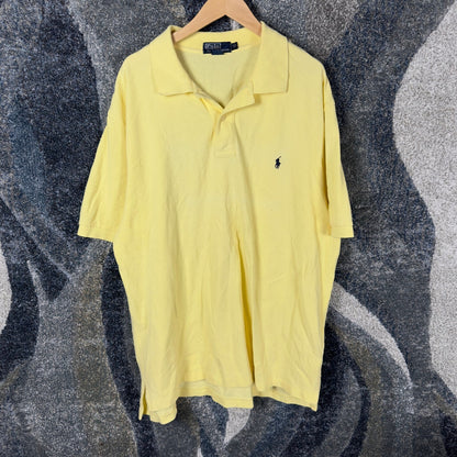 Polo Ralph Lauren Pique Polo Shirt Mens 2XL Yellow Navy Pony