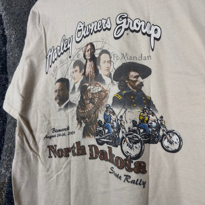 Vintage 2001 Harley Davidson HOG Rally Tee Mens L Cream ND